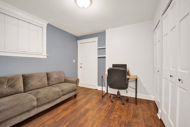 office area featuring dark hardwood / wood-style flooring