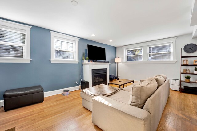 living room with light wood-type flooring