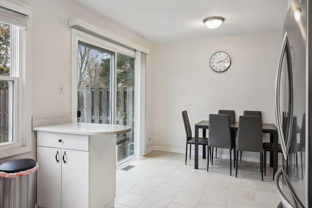 view of tiled dining area