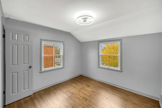 bonus room featuring hardwood / wood-style flooring and lofted ceiling