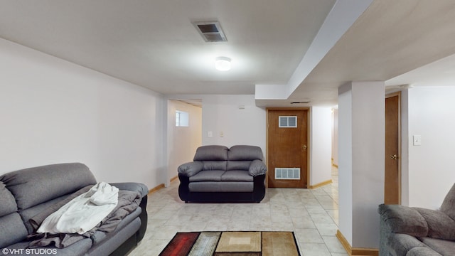 view of tiled living room