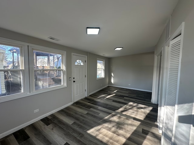 foyer entrance featuring dark hardwood / wood-style flooring