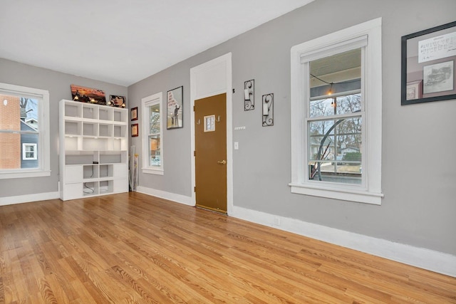 unfurnished living room featuring light hardwood / wood-style floors