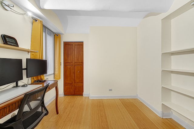 home office featuring light wood-type flooring