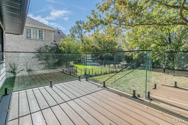 deck with a lawn