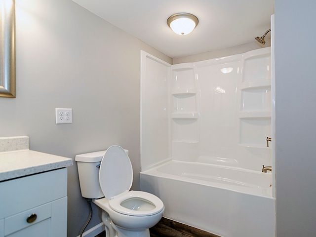 full bathroom with vanity, toilet, and shower / bath combination