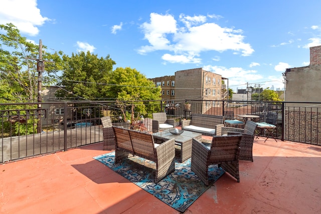 view of patio / terrace featuring an outdoor living space