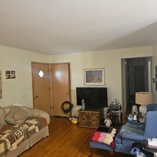 living room with hardwood / wood-style floors