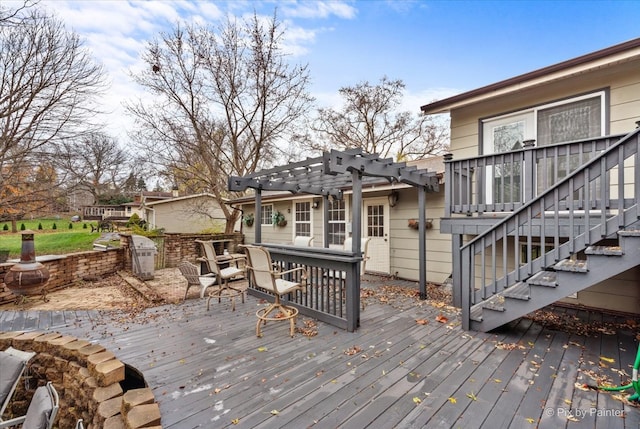 wooden deck with a pergola