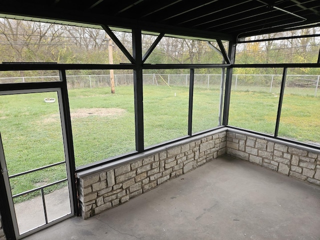 view of unfurnished sunroom