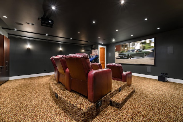 view of carpeted home theater room