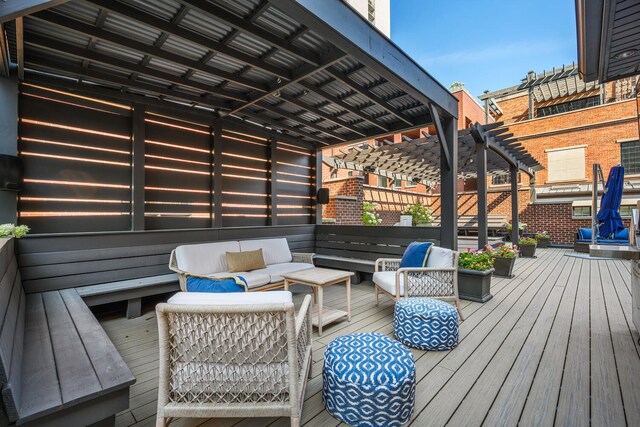 460 W Huron St, Chicago, IL 60654 - deck with outdoor lounge area and a pergola
