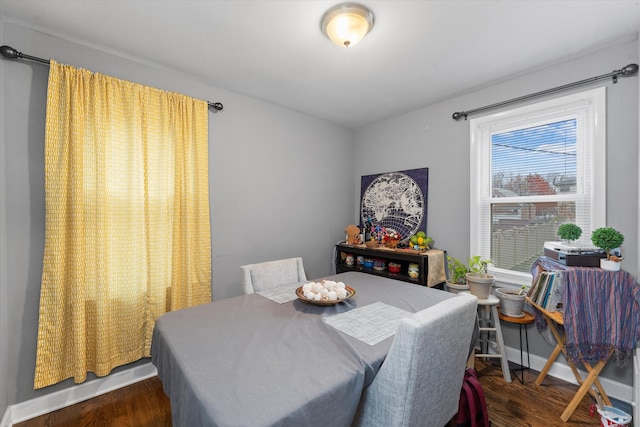 dining room with dark wood-type flooring