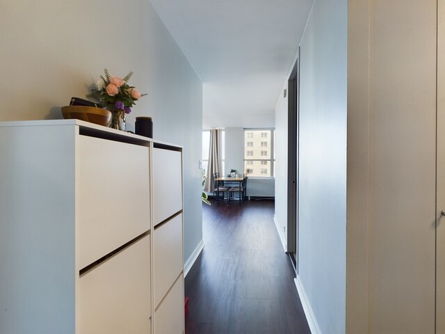 655 W Irving Park Rd Unit 1710, Chicago, IL 60613 - hall with dark wood-type flooring and baseboards