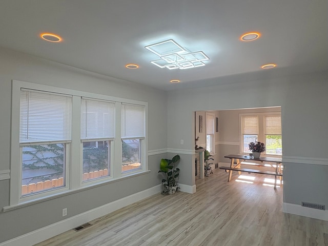 interior space with light hardwood / wood-style flooring