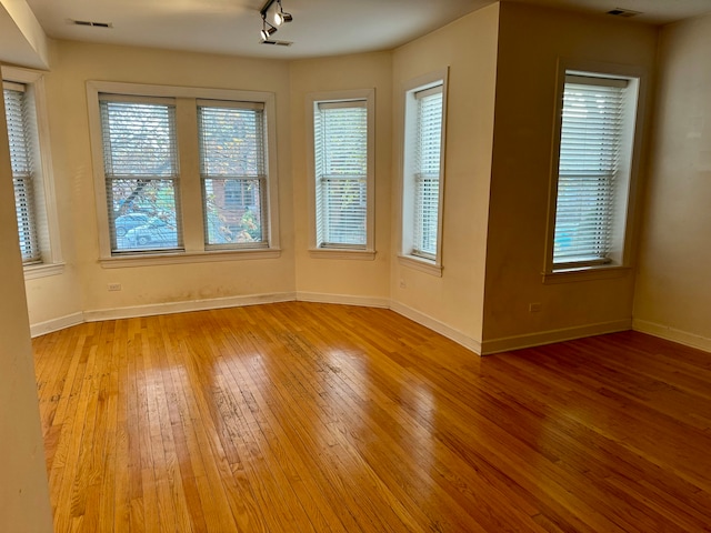 unfurnished room featuring light hardwood / wood-style flooring and a healthy amount of sunlight