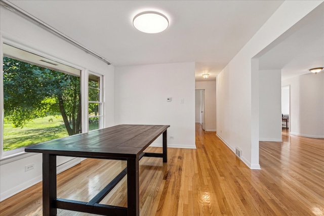 unfurnished dining area featuring light hardwood / wood-style floors