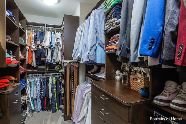 spacious closet featuring carpet floors