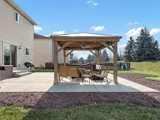 view of patio with a gazebo and grilling area