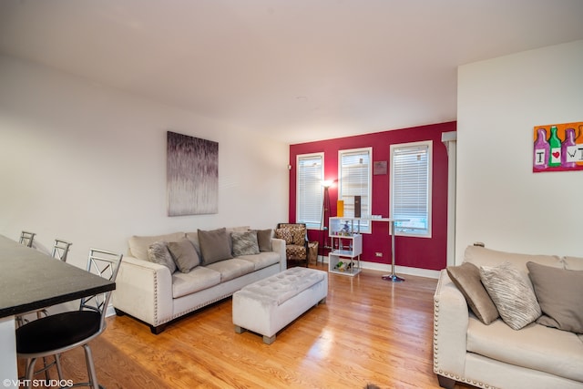 living room featuring light hardwood / wood-style floors