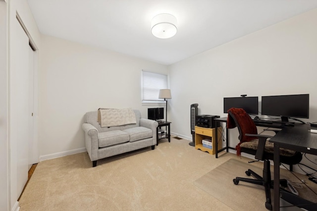 view of carpeted home office