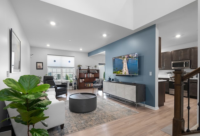 living room featuring light wood-type flooring