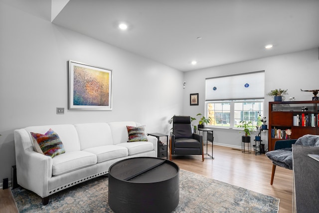 living room featuring light wood-type flooring