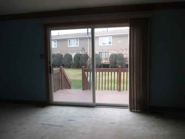 entryway with carpet