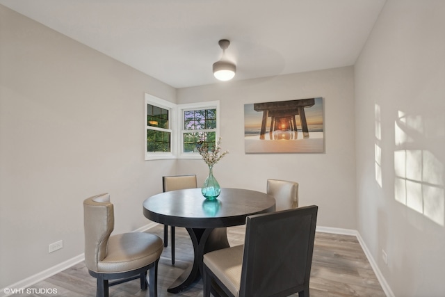 dining room with wood-type flooring