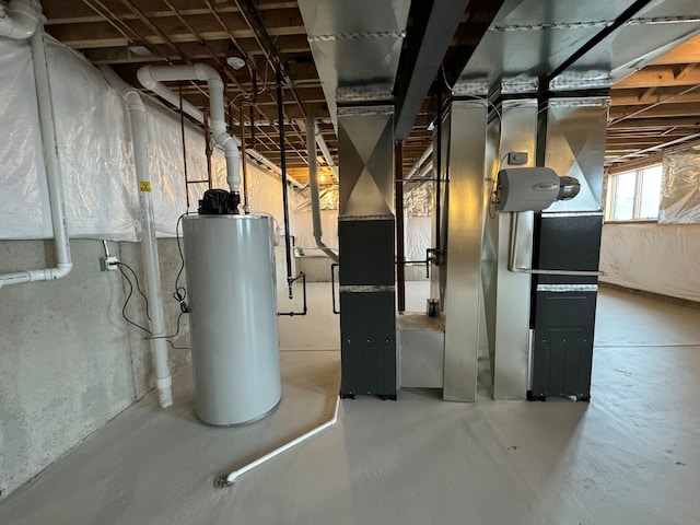 utility room with water heater