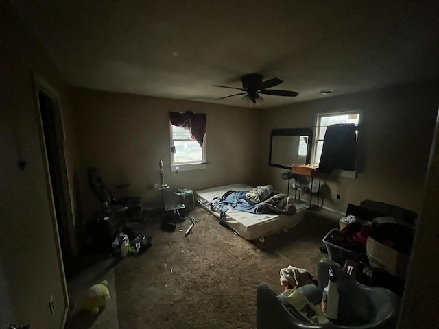 misc room with ceiling fan