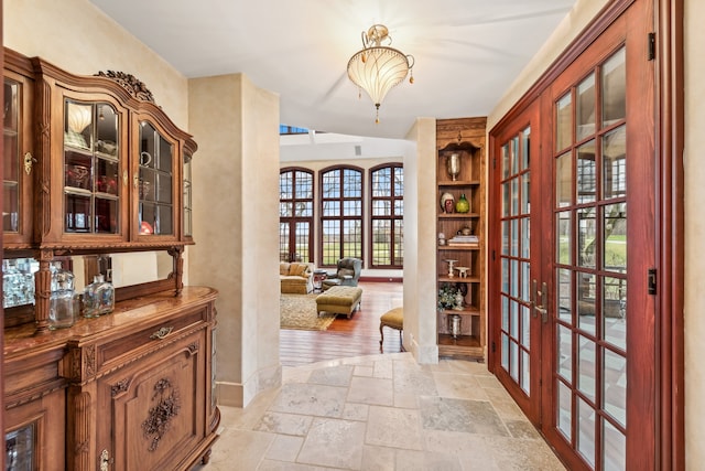 hallway featuring french doors