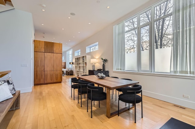 dining area featuring light hardwood / wood-style flooring