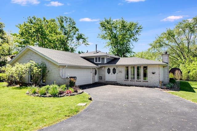 8542 W 132nd Pl, Palos Park, IL 60464 - split level home with brick siding, a garage, driveway, and a front lawn