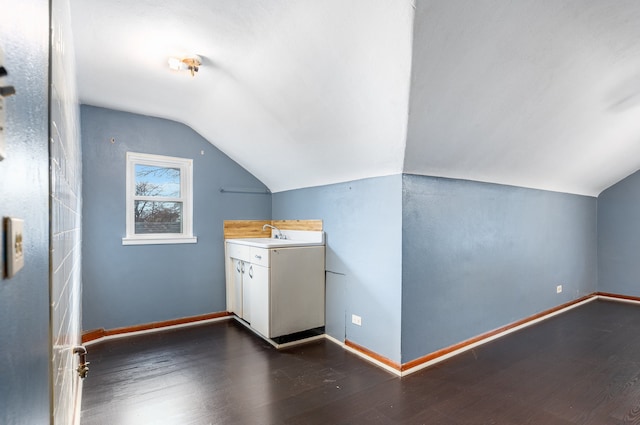 interior space with dark hardwood / wood-style floors