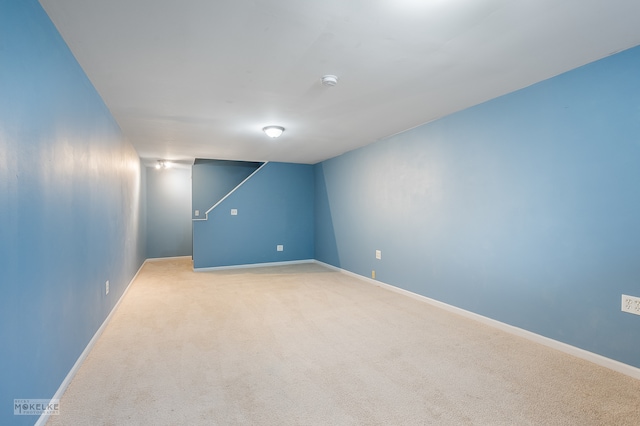 basement with carpet floors