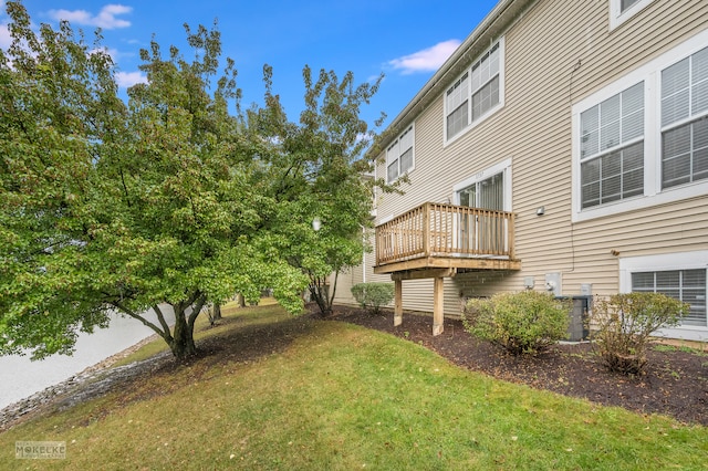 view of yard featuring a deck