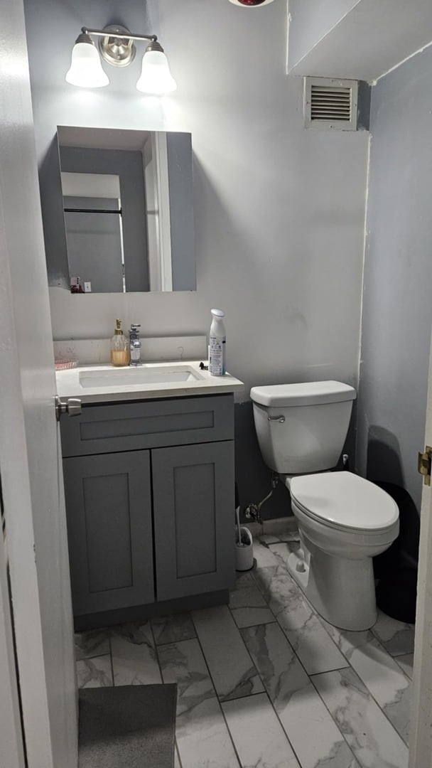 bathroom with vanity and toilet