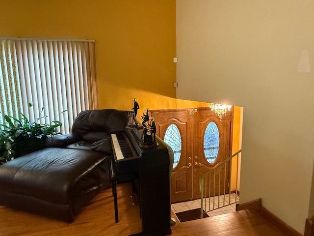 entryway with light hardwood / wood-style floors