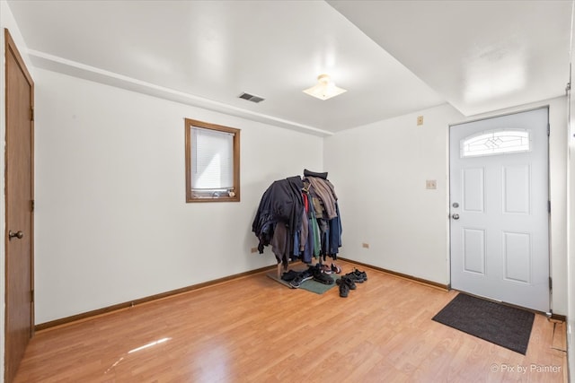 entryway featuring plenty of natural light and light hardwood / wood-style flooring