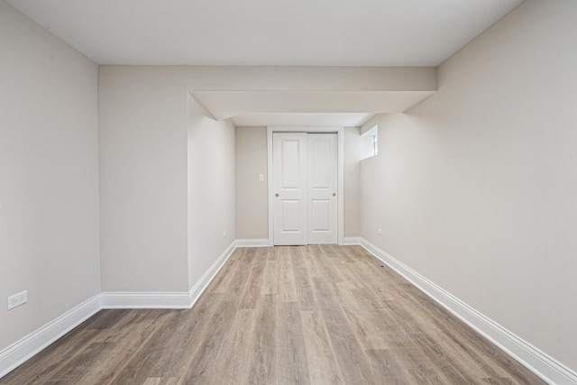 interior space with light hardwood / wood-style floors