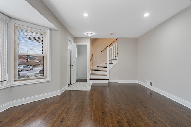 interior space featuring dark hardwood / wood-style floors