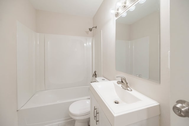 full bathroom featuring vanity, toilet, and bathing tub / shower combination