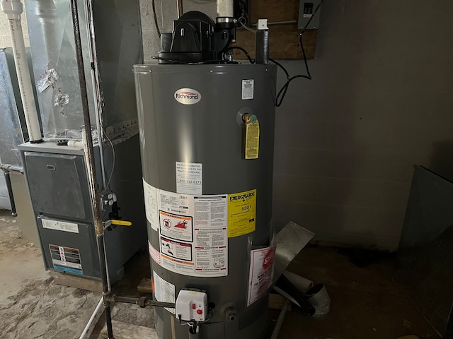 utility room with gas water heater