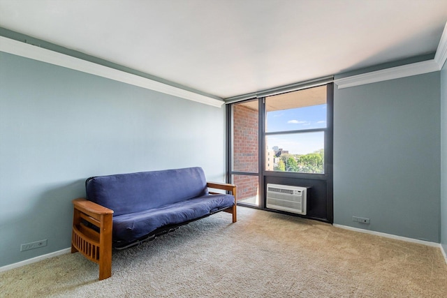 3041 S Michigan Ave Unit 504, Chicago, IL 60616 - living area with expansive windows, carpet flooring, and a wall unit AC