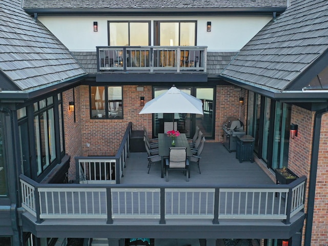 51 Hillburn Ln, North Barrington, IL 60010 - back of property with a balcony, brick siding, and stucco siding