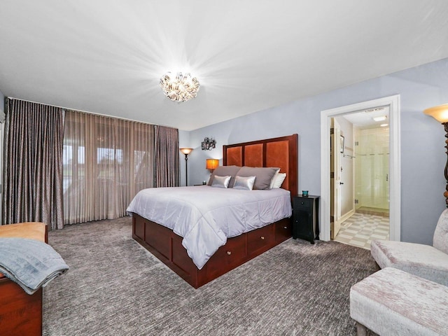 51 Hillburn Ln, North Barrington, IL 60010 - carpeted bedroom featuring a chandelier and connected bathroom