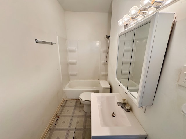 full bathroom featuring shower / bathing tub combination, toilet, and sink