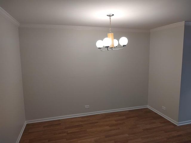 129 W Brandon Ct Unit 33, Palatine, IL 60067 - empty room with a chandelier, dark wood-style floors, and ornamental molding