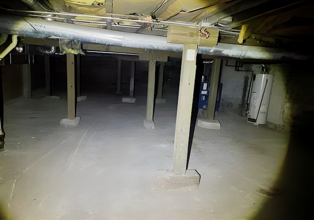 basement with gas water heater